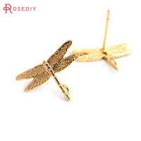 10PCS 24K Gold Color Brass Dragonfly Stud Earrings Women's Earrings High Quality Diy Accessories Rosediy official-website