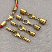 2pcs/lot Stainless Steel Gold Lobster Clasp Leather Crimp End Caps Tip Connection for DIY Bracelet Making Wholesalebulk Items