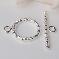 Solid 925 Sterling Silver Toggle Clasp Twisted Bar and Circle ,1piece