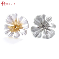 4PCS 18K Gold Color Brass Flower Stud Earrings Pins Earrings High Quality Women's Earrings Diy Jewelry Accessories Making