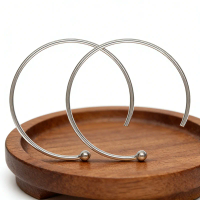 925 Sterling Silver Ear Wire Endless Ball End Loop 18/26mm Jewelry Findings 0.64mm Diameter for Wholesale
