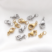 5-10Pcs Rhodium/Gold Color Stainless Steel Lobster Clasps With Rings DIY Bracelet Necklace Jewelry Making Connectors Accessories