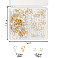1Box/Lot 2-Grid 18K Gold Color Plated Copper Lobster Clasp Open Jump Ring Sets For DIY Bracelet Jewelry Making Accessories