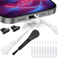 Cell Phone Charging Port Dust Plug with Cleaning Brush for IPhone 15 14 13 16Pro Max Plus Samsung Xiaomi IOS Type C Cleaner Set