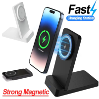 Desktop Ultra Simple Wind Magnetic Wireless Charger Station Foldable Phone Stand For iPhone 16 15 14 13 12 Pro Max Fast Charging