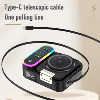 Sale 15W Wireless Fast Charging Versatile Magnetic Wireless Charger With Retractable Cable Digital Clock and Folding Stand