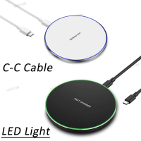 LED Light Wireless Charger Pad Type-C to C Cable For iPhone 17 16 15 14 13 12 11 Pro Max Samsung Xiaomi Fast Charging Station