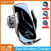 VIKEFON 30W Wireless Chargers Auto Wireless Car Charger For iPhone 15 14 13 12 Samsung Fast Charging Air Vent Mount Phone Holder