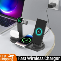 3 In 1 Wireless Charger Stand Pad Phone Holder Stand For Samsung iPhone 17 16 15 14 13 Apple Watch Airpods Fast Charging Station