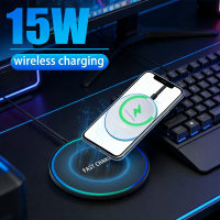 15W Wireless Charger Pad Stand For iPhone 15 14 13 Pro Max Samsung S24 Xiaomi Phone Charger Induction Fast Charging Dock Station
