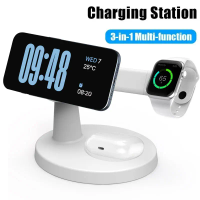 3 In 1 Magnetic Wireless Charger Stand For Magsafe iPhone 16 15 14 13 Pro Max Apple Watch 9 8 AirPods Pro Fast Charging Station