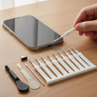 12 Pieces USB-C Port Cleaner Kit Ultra-Slim Brushes USB-C Port Cleaning Brush Speaker Dust Cleaner Scratch-Safe Device Care