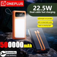 OnePlus 500000mAh Power Bank PD22.5W High Capacity Super Fast Charging With Camping Light Dual USB 2 Cables For iPhone Samsung