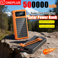 OnePlus New 500000mAh Solar PowerBank Fast Charging Built-in 2 Cable Digital Display External Battery For iPhone Samsung Xiaomi