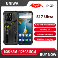 UNIWA S17 Ultra 4G Rugged Phone Smartphone 6.79" MTK G85 6GB+128GB 20MP infrared night vision camera 7500mAh IP68 NFC Android 14