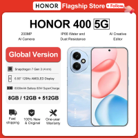 New HONOR 400 Global Version 5G Smartphone 6.55" AMOLED Display 200MP Camera Snapdragon 7 Gen 3 6000mAh Battery 80W SuperCharge