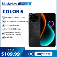 Blackview COLOR 6 Smartphone 6.67inch Display MTK G81 8GB RAM 128GB/256GB ROM 50MP Camera 5000mAh Battery Android 15 Cellphone