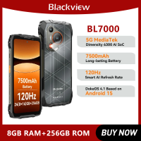 BLACKVIEW Rugged Smartphone BL7000 7500Amh 5G AI MTK 6300, 6.78" HD+2.4K Display 120Hz, 8GB + 256GB, Cerllphone Android 15