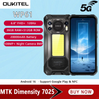 Global Version OUKITEL WP61 Rugged Smartphone 5G 6.8" FHD+ Medium Hole 120Hz 36GB+512GB 20000mAh 108MP Dimensity 7025 Android 16