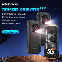 Ulefone Armor X32 Pro 5G Rugged Phone Android 15 Up to 16GB RAM 256GB ROM 25MP Night Vision 64MP Camera 5500mAh NFC Smartphone