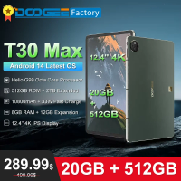 DOOGEE T30 Max Tablet 12.4" 4K Aluminum Alloy Nano Unibody Widevine L1 20GB(8GB+12GB)+512GB 10800mAh 50MP Dual Camera Android 14