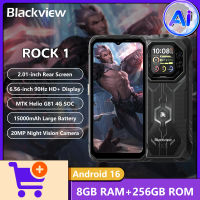 Blackview ROCK 1 AI Rugged Phone 2.01-inch Rear Screen 8GB+256GB 15000mAh Battery 33W Charging Helio G81 4G Android 16