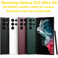 Samsung Galaxy S22 Ultra 5G 8K Camera 108 MP 108MP 5000mAh 45W Samsung S22U Phone US Version Unlocks NFC 1 SIM+1 eSIM 6.8-inch