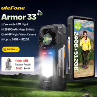 Ulefone Armor 33 4G Rugged Phone 25500 mAh 512GB ROM Up to 24GB RAM 120Hz 6.59"NFC Android 15 66W Smartphone Globa version