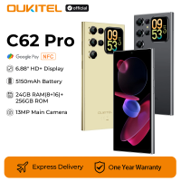 OUKITEL C62 Pro Smartphone Android 15, 6.88" HD+ Display Unisoc T615 Cell Phone, 24GB (8+16) + 256GB, 5150mAh Battery NFC Mobile
