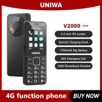 UNIWA V2000 Big Push-Button 4G Phone Dual Screen 0.3MP Camera FM Radio Keyboard 1700mAh Cellphone Support one click dialing