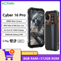 NEW HOTWAV Cyber 16 Pro Rugged Phone Helio G100 4G Octa-core 24GB RAM+512GB ROM 6.6" 2K 120Hz 6280mAh 33W Android 15 Smartphone
