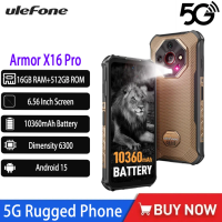 Ulefone Armor X16 Pro 5G Rugged Phone 10360mAh Battery Up To 16GB 256GB ROM IR Blaster Android 15 NFC Smartphone Google Gemini