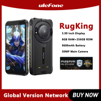 Ulefone 4G Rugged Phone 5.99" 8GB 256GB Mobile Phone 9600mAh 50MP Main Camera Smartphone Android 15 NFC RugKing