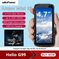 Ulefone Armor Mini 20 4G Rugged Phone 4.7Inch 16GB+256GB 64MP Night Camera Smartphone Android 14 6200mAh Mobile phone NFC 33W