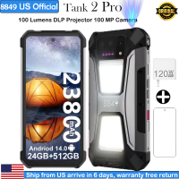 8849 Tank 2 PRO Rugged Smartphone with Projector 6.79" 2.4K Display 24GB 512GB Mobile Phone 23800mAh 120W Android 14 Phone
