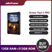 Ulefone Armor Pad 5 Pro Rugged Tablet 11" 12GB 512GB Smart Pad 24200mAh 64MP 120W 5G Android 15 NFC Waterproof and Anti Drop