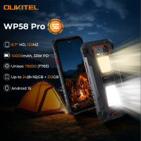 OUKITEL WP58 PRO 5G Rugged Smartphone 24GB(8+16) RAM + 512 ROM, Android 15 NFC 64MP Cellphone with Camping Lamp ,10000mAh 33W