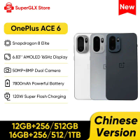 Unlocked Chiese Version Oneplus Ace 6 Smartphone Snapdragon 8 Elite 6.83" AMOLED 165Hz Display 7800mAh 120W Super Flash Charge