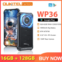 Oukitel WP36 Rugged Phone 6.52" HD+ Display MT8788 16(8+8)GB+128GB, 13MP+Night vision Camera 10600mAh Smartphone Android 13 NFC