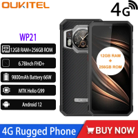 Oukitel WP21 Rugged Phone 4G Smartphones Android 12 Octa Core 12GB+256GB 6.78 64MP IP68&IP69K 9800mAh Mobile Phone Night Vision