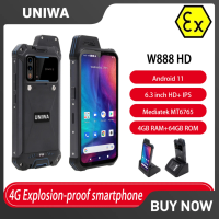 UNIWA W888 ATEX Explosion Andriod Smartphone Walkie Talkie IP68 6.3 HD 4GB 64GB 4400mAh NFC Certification Explosion-proof Phone