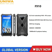 UNIWA F910 4G Rugged Smartphones Android 12 6GRAM+128GROM 6.23 inch FHD+ screen Mobile Phones 10000mAh 48MP Fast Charging NFC