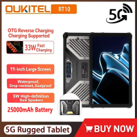 OUKITEL RT10 MTK 7400X CPU 5G Rugged Tablet 11inch FHD+IPS 25000mAh 12GB(+24GB) 512GB 64MP Camera Android 15 Tablets with Stand