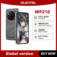OUKITEL WP210 Android15 Rugged Phone MTK 8200, NFC, 36GB+512GB, 8800mAh 45W, 6.7", 108MP 5G WIFI6 Smartphone