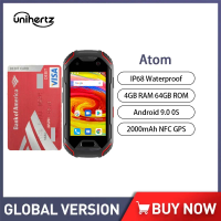 Unihertz Atom 4G Rugged Smartphone Android 9 4GB 64GB 2000mAh 2.45 Inch Octa Core Mini Phone 2000mAh 16MP Unlocked Cellphone NFC