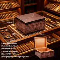 Wooden Humidor Holds 50-80 Cigars with Humidifier Bag Hygrometer Aging Resting Festive Gift