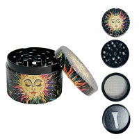 2inch5cm Colorful Sun Face 4-Layers Herb Grinder Zinc Alloy Crusher Metal Manual Raw Cutter Grass Grinder Smoking Tool Gift
