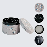 2 inch 5cm Blue Eye Pattern 4 Layer Zinc Alloy Herb Grinder Magnetic Closure Metal Manual Smoking Tool Tobacco Grinder Gift