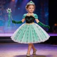 Full Printing Kids Cosplay Anna Princess Costume Fancy Birthday Carnival Party Prom Dress Toddler Role Play Clothing Outfits