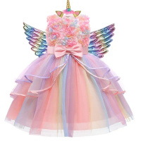 Children's Unicorn Tutu Dress Rainbow Princess Girl Birthday Party Girl Princess Dress Halloween Unicorn Performance Costume